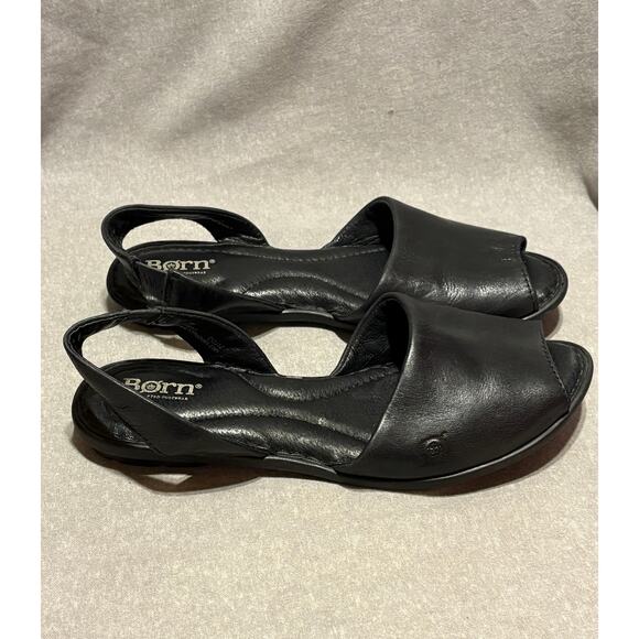 Born Size 7 Black Leather Sandals Women’s Shoes Excellent Condition - Picture 2 of 7